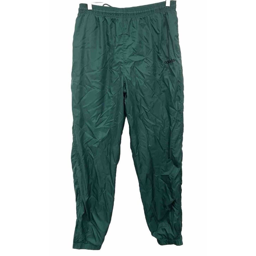 Rare Vintage 90s Adidas Nylon Glanz Soccer Soccer Zip Jogger Pants Green Large